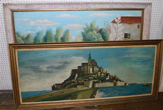 Painting of Mont St Michel & another